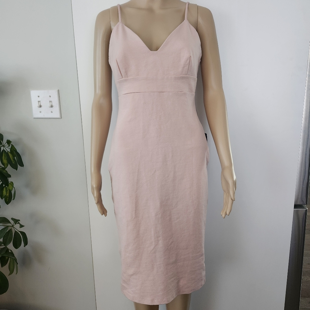 LULUS Women's Blush Pink Empire Waistโ Spaghetti Strap Dress Medium NWT